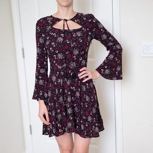 Floral print boho mini dress